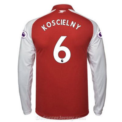 Arsenal 2017/18 Home KOSCIELNY #6 Long Sleeved Shirt Soccer Jersey