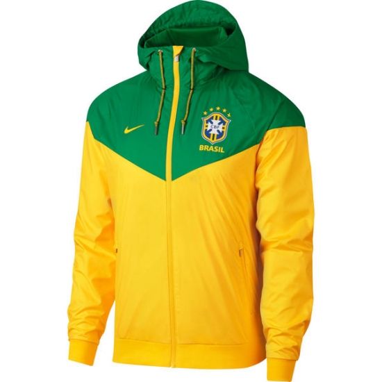 Brazil 2018 World Cup Yellow&Green Windbreaker Training Jacket - Click Image to Close