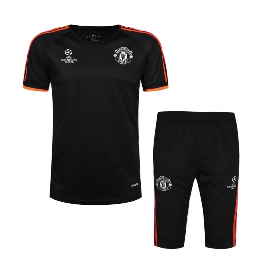 Manchester United Champions League Black 2015/16 Short Training Suit - Click Image to Close