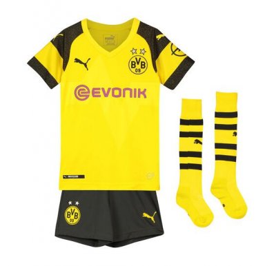 Borussia Dortmund 2018/19 Home Kids Soccer Whole Kit Children Shirt + Shorts + Socks