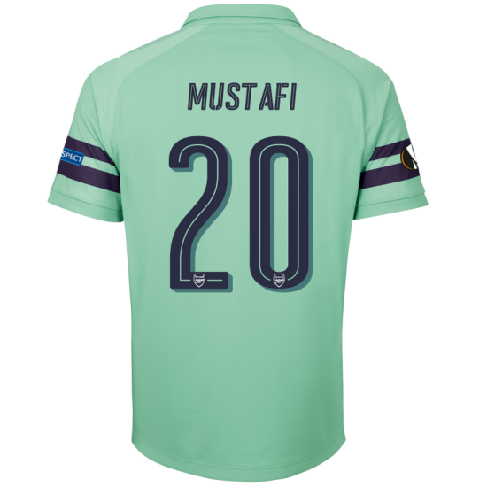 Arsenal 2018/19 Shkodran Mustafi 20 UEFA Europa Third Shirt Soccer Jersey - Click Image to Close