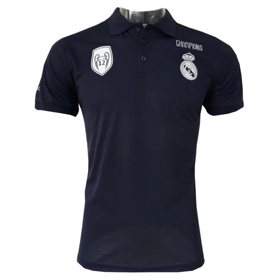 Real Madrid 12 Champions Black 2017 Polo Shirt - Click Image to Close