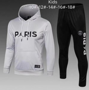 Kids PSG JORDAN 2018/19 Grey Hoodie Training Suit