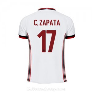 AC Milan 2017/18 Away Zapata #17 Shirt Soccer Jersey
