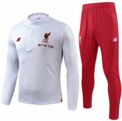 Liverpool 2018/19 White Zipper Training Suit (Sweat shirt+Trouser)