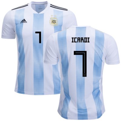 Argentina 2018 FIFA World Cup Home Mauro Icardi #7 Shirt Soccer Jersey