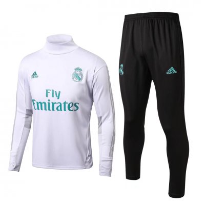 Real Madrid 2017/18 Training Suit (Turtle Neck White Sweat Shirt+Black Trouser)