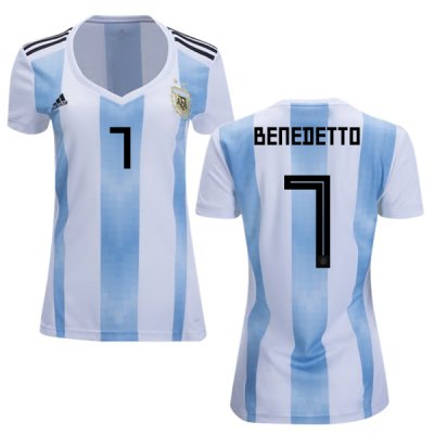 Argentina 2018 FIFA World Cup Home Dario Benedetto #7 Women Jersey Shirt