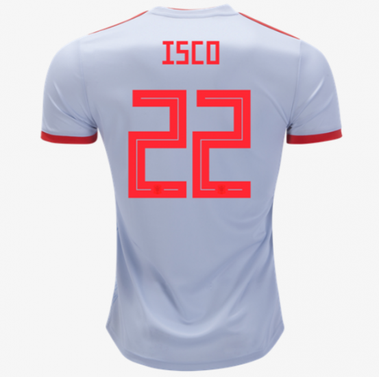 Spain 2018 World Cup Away Isco Shirt Soccer Jersey - Click Image to Close