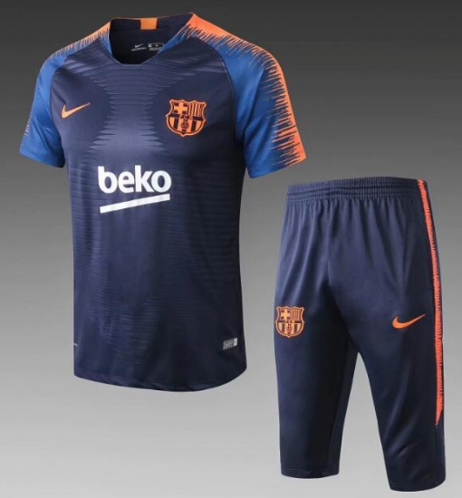 Barcelona 2018/19 Blue Stripe Short Training Suit - Click Image to Close