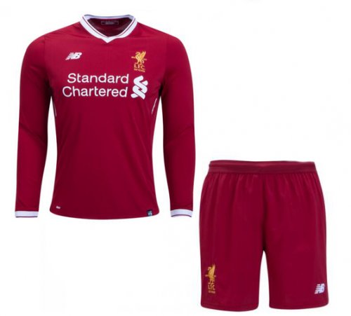 Liverpool 2017/18 Home Red Long Sleeve Soccer Jersey Uniform (Shirt+Shorts)