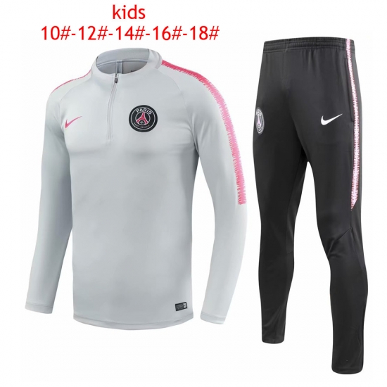 Kids PSG 2018/19 Light Grey Training Suit - Click Image to Close