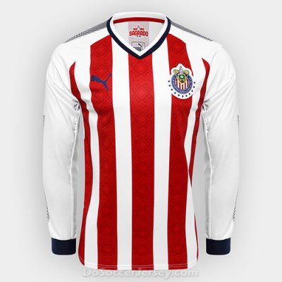 Chivas 2017/18 Home Long Sleeved Shirt Soccer Jersey