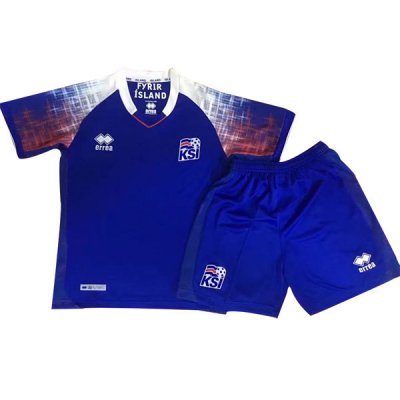Iceland 2018 World Cup Home Kids Soccer Kit Children Shirt And Shorts