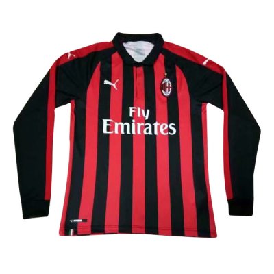 AC Milan 2018/19 Home Long Sleeve Shirt Soccer Jersey