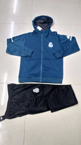 Real Madrid 2017/18 Training Suit Blue Hoodie Jacket + Pants