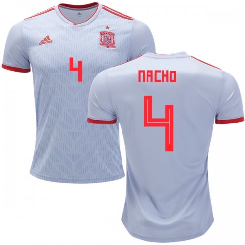 Spain 2018 World Cup NACHO FERNANDEZ 4 Away Shirt Soccer Jersey