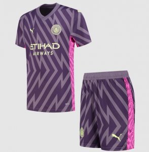 Kids 2023/24 Manchester City Goalkeeper Kit Purple