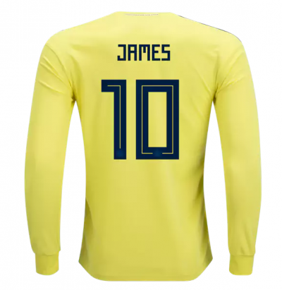 Colombia 2018 World Cup Home Long Sleeve James Rodríguez #10 Shirt Soccer Jersey
