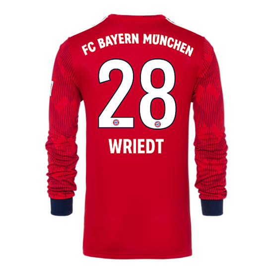 Bayern Munich 2018/19 Home 28 Wriedt Long Sleeve Shirt Soccer Jersey - Click Image to Close
