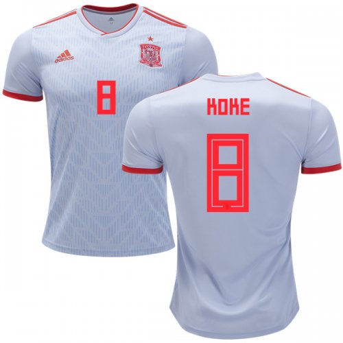 Spain 2018 World Cup KOKE 8 Away Shirt Soccer Jersey