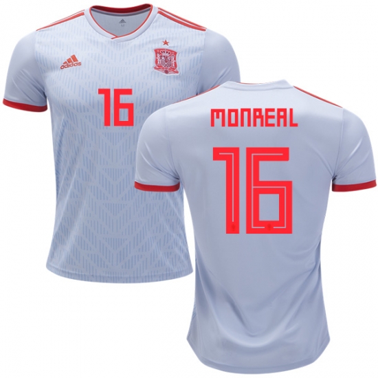 Spain 2018 World Cup NACHO MONREAL 16 Away Shirt Soccer Jersey - Click Image to Close