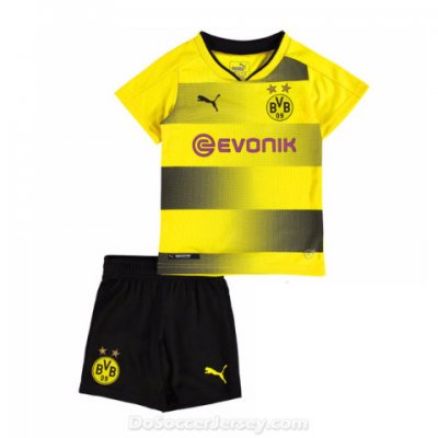 Borussia Dortmund 2017/18 Home Kids Kit Children Shirt And Shorts