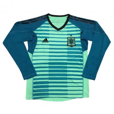 Spain 2018 FIFA World Cup Goalkeeper Green LS Shirt Soccer Jersey