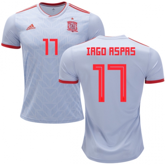 Spain 2018 World Cup IAGO ASPAS 17 Away Shirt Soccer Jersey - Click Image to Close