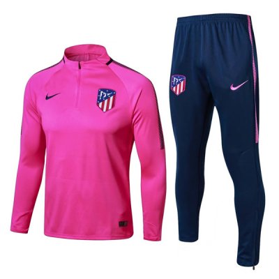 Atletico Madrid 2017/18 Pink Training Suits(Zipper Shirt+Trouser)