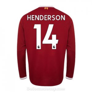 Liverpool 2017/18 Home Henderson #14 Long Sleeved Shirt Soccer Jersey