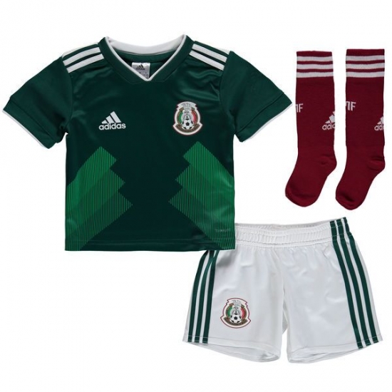Mexico 2018 FIFA World Cup Home Kids Soccer Whole Kits (Children Shirt+Shorts+Socks) - Click Image to Close