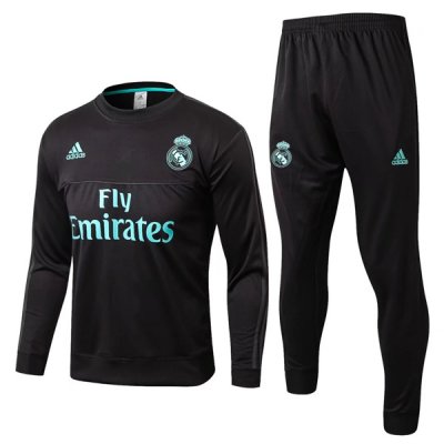 Real Madrid 2017/18 Black Training Suits(O’Neck Shirt+Trouser)