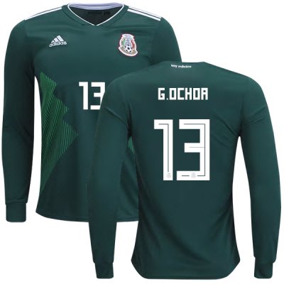Mexico 2018 World Cup Home GUILLERMO OCHOA 13 Long Sleeve Shirt Soccer Jersey