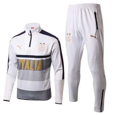 Italy 2017/18 White Training Suits(Zipper Shirt+Trouser)