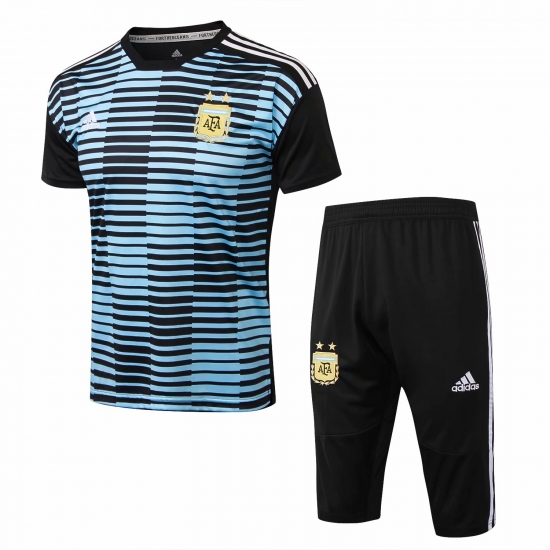 Argentina FIFA World Cup 2018 Blue Stripe Short Training Suit - Click Image to Close