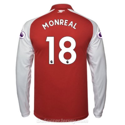 Arsenal 2017/18 Home MONREAL #18 Long Sleeved Shirt Soccer Jersey