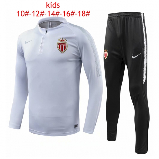 Kids AS Monaco 2018/19 White Training Suit - Click Image to Close
