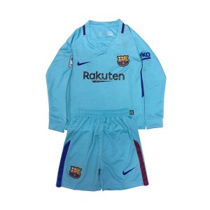 Barcelona 2017/18 Away Kids Long Sleeved Soccer Kit Children Shirt And Shorts