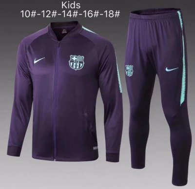 Kids Barcelona 2018/19 Purple Jacket + Pants Training Suit