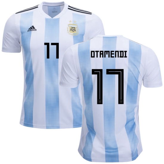 Argentina 2018 FIFA World Cup Home Nicolas Otamendi #17 Shirt Soccer Jersey - Click Image to Close