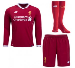 Liverpool 2017/18 Home Red Long Sleeve Soccer Jersey Kits (Shirt+Shorts+Socks)