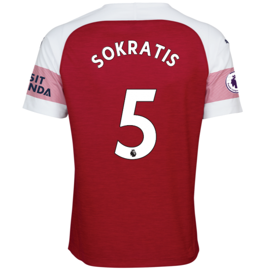 Arsenal 2018/19 Sokratis 5 Home Shirt Soccer Jersey - Click Image to Close