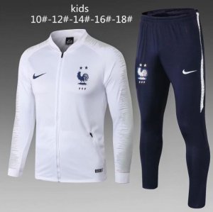 Kids France 2018/19 White Stripe Training Suit