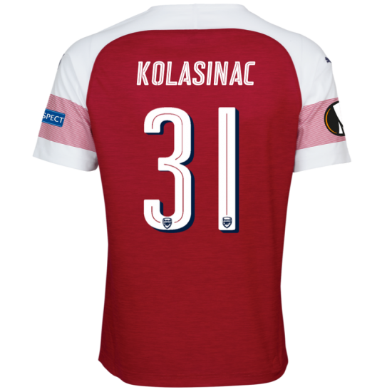 Arsenal 2018/19 Sead Kolasinac 31 UEFA Europa Home Shirt Soccer Jersey - Click Image to Close