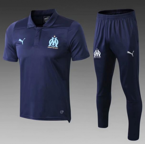 Olympique Marseille 2018/19 Royal Blue Polo + Pants Training Suit - Click Image to Close