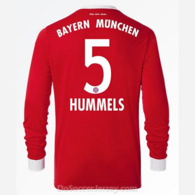Bayern Munich 2017/18 Home Hummels #5 Long Sleeved Soccer Shirt