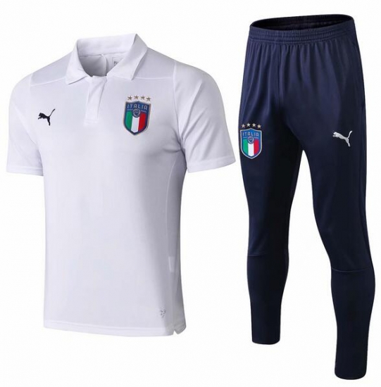 Italy 2019 White Polo Shirts + Pants Suit - Click Image to Close