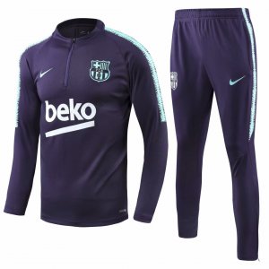 Barcelona 2018/19 Lavender Stripe Training Suit (Zipper Shirt+Trouser)
