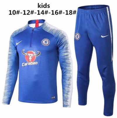 Kids Chelsea 2018/19 Blue Stripe Training Suit (Sweatshirt+Pants)